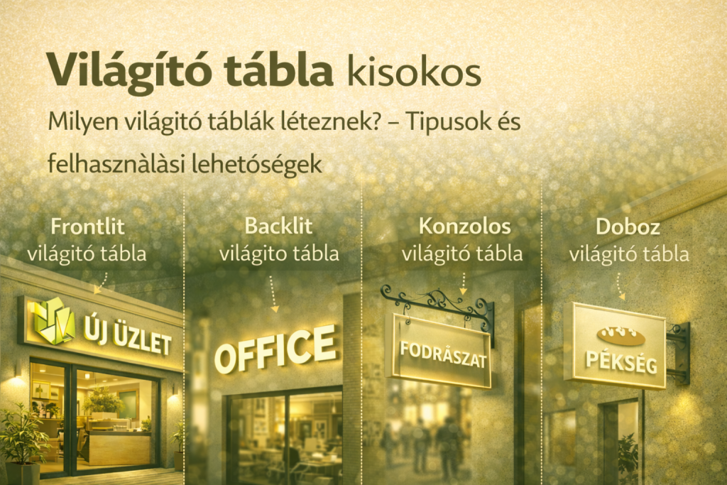 világító tábla típusok