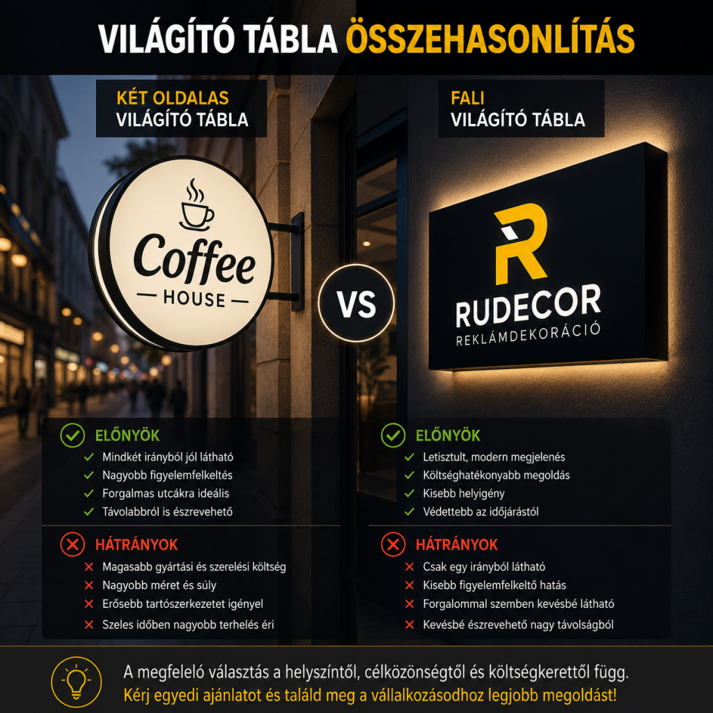 világító tábla